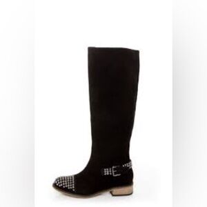 Kelsi Dagger tall black suede boots studded silver women’s size 8 punk goth